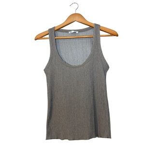 Zara Gray Ribbed Tank Top Women’s Medium Casual Sleeveless Stretch